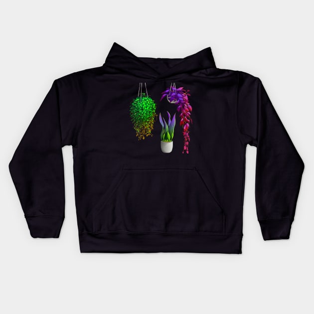 Vibrant Interior Plants - fun home decor Kids Hoodie by Dzydaria